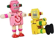 ifundom 2pcs Wooden Robots Adjustable Joints for Boys Toys Early Educational Interactive Plaything Random Style