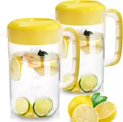 2 Pack 1 Gallon Plastic Water Pitcher with Lid, Large Gallon Water Jug, Juice an