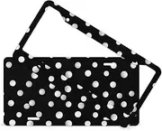 Decorative Car Front License Plate Cover Black White Polka Dots Personalise Metal Car Plate Frame with 4 Holes Vanity Tag Novelty License Plate Holder for Women Men Gifts 12.2x6.3 Inches