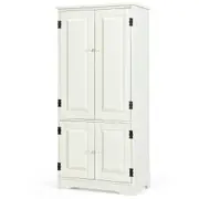 Costway Wooden Buffet Sideboard Vintage Storage Cabinet Kitchen Cupboard Hallway Living Room w/2 Door& Adjustable Shelf Ivory