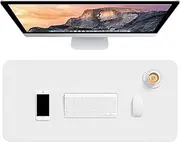 Hsurbtra Desk Pad, 30" x 14" PU Leather Desk Mat, XL Extended Mouse Pad, Waterproof Desktop Blotter Protector, Non-Slip Ultra Thin Large Laptop Keyboard Writing Mat for Office Home, White