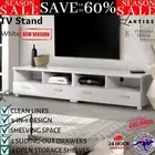 TV Cabinet Modern Entertainment Unit Stand Lowline Console Storage Shelves White