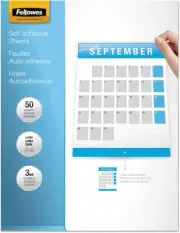 Fellowes Laminating Sheets Self Adhesive 9x12 3 Mil Gloss 50 50-Pack, Clear