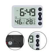 Battery Powered White Digital Clock Temperature Alarm for Travel LCD LED