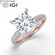 Princess Solitaire Labgrown Diamond Engagement Ring 18k Rose Gold 4.00 Ct