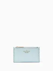 Leila Pebbled Leather Whipstitch Small Slim Bifold Wallet