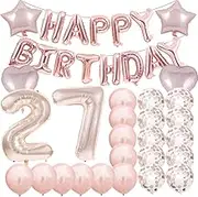 Sweet 27th Birthday Decorations Party Supplies,Rose Gold Number 27 Balloons,27th Foil Mylar Balloons Latex Balloon Decoration,Great 27th Birthday Gifts for Girls,Women,Men,Photo Props