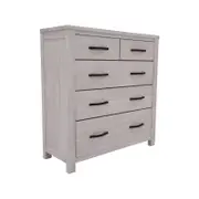 Foxglove Tallboy 5 Chest of Drawers Solid Ash Wood Bed Storage Cabinet - White