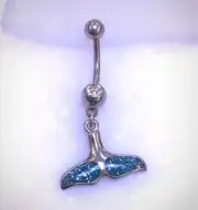 Whale Tail Dangle Belly Button Ring 14 Gauge Surgical Steel New Navel Ring