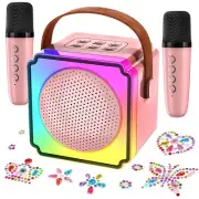Mini Karaoke Machine with 2 Wireless Microphones, Adults Kids Toys, Gems Stic...