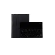 For iPad Air 2 & Air 1 / Pro 9.7 inch & 2017 iPad & 2018 iPad Backlight Version Lambskin Texture Detachable Tempered Glass Bluetooth Keyboard Leather Cover with Pen Slot & Stand Function (Black)