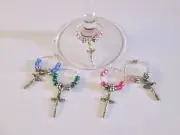 WINE GLASS CHARMS SET 5 DRINK PARTY FAVOR BARWARE WINE GIFT WEDDING BIRTHDAY