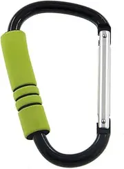 Neigemanna-XL Carabiner with Thickening Sponge Mummy Buggy Clips Buckle Baby Pushchair Pram Hook Stroller Accessory Plus Bonus Keyrings (Green)