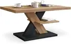 Coffee Table Square Modern Wood Tea Table with Large Two Storage Drawers Oak