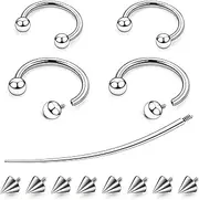 [Tvalccoy] 16g 8/10mm Horseshoe Septum Lip Rings Piercings Cartilage Helix Daith Earrings Jewelry for Women