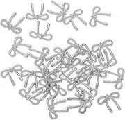 30Pcs Silver Bow Nail Charms Nail Art Jewels Cute Alloy Nail Decorations Silver Nail Gems for Women for Nail Art and Crafts