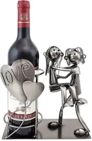 Wine Bottle Holder Statue Love Couple, Carrying Wife Over The Threshold Sculp...