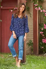 The Belle Sleeve Print Top--BIRDK-699