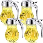 4 Pieces Syrup Dispenser Glass Honey Pot Honey Jar Sugar Dispenser Retracting Spout Syrup Bottles 6 oz Honey Glass Containers Syrup Pitcher for Milk Coffee Home Restaurant Bar Bottles (Delicate Style)