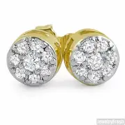 Gold Cubic Zirconia Simple Cluster Stud Earrings Unisex