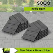 SOGA 2X 11 pcs Dark DIY Wooden Composite Decking Tiles Garden Outdoor Grey