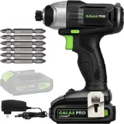 Impact Driver 20 V Lithium Ion 1/4" Screwdriver Bits, Variable Speed (0-2800 RPM