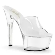 Pleaser ASPIRE-601 Platform Mules Clear Top Clear Table Dance Pole Dance