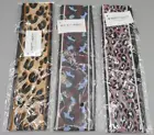 PrettyParty Set of 3 Chiffon Leopard Print Hair Scarves Beige | Pink | Burgundy