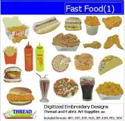 Embroidery Design Set - Fast Food(1) - 20 Designs - 9 Formats - USB Stick