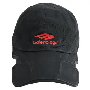 【Balenciaga 巴黎世家】簡約電繡LOGO棉質棒球帽(黑)