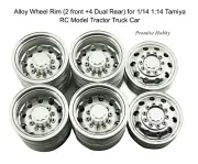 Alloy Wheel Rim (2 front +4 Dual Rear) for 1/14 1:14 Tamiya RC Tractor Truck Car