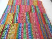 new total 100% handmade (katha work) cotton patchwork size 40" x 46" quilt