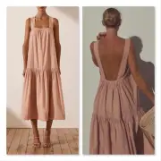 SHONA JOY Womens Size 8 or US 4 Rose Dust Low Back Midi Ella Dress NEW RRP$260