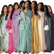 Muslim Women Abaya Maxi Dress Batwing Sleeve Kaftan Long Robes Caftan Ramadan