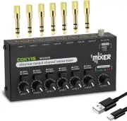Mini Audio Mixer, 6-Channel Stereo Line Mixer for Precision Sub-Mixing, with Ult
