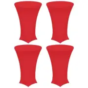 4pcs Cocktail Tablecloth 24" x 43" Spandex Stretch Table Cover, (Red)