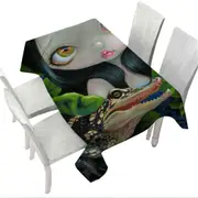 Cute Fantasy Mermaid with a Baby Alligator Tablecloth