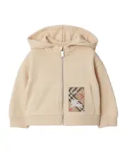 Burberry Kids Check Label Zip-Up Hoodie 8Y,6Y,4Y,12Y,10Y Nude