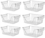 Stackable Wire Metal Baskets Storage Bins Fruit Vegetable Organization Pantry...