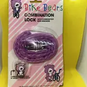 Bike Bears Combination Bicycle Lock New in Package Purple With Ring Reminder