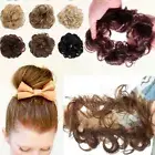 100% Human Hair Messy Bun Scrunchie Curly Updo Chignon Cover Human Hair Wrap