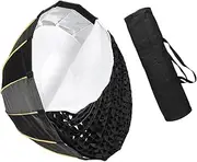 GUYOS Quick Set-up Folding Deep Parabolic Umbrella Softbox with Grid Carry Bag Diameter 120cm /47.2inch for Aputure 120D 120D II Bowens Mount Flash Light for Portrait Wedding Product Photography