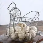 Chicken Shaped Eggs Storage Basket Silver Vegetables Fruit Container Homewares