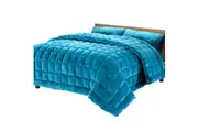 Super King Bedding Faux Mink Quilt Comforter Winter Weight Throw Blanket Teal