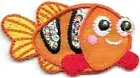 2" Silver Sequin Orange Clown Fish Coral Reef Dweller Embroidered Patch