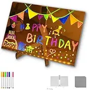 Kivvy Magic Board, Kivvy - Magicboard, Magicboard Where Creativity Lights Up, DIY Erasable Luminous Writing Board with Stand ＆ 7 Markers, for Room/Store/Office/Festival/Gift (5.9 * 5.9in)