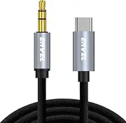 ENVEL USB C to AUX Cable,Nylon Braided Type C to 3.5mm Headphone Adapter Audio Car Stereo Compatible with iPhone 15 Huawei P50 P40 Samsung Galaxy S23 Ultra S22 S21 Google Pixel 7 Black(3.3FT/1m)