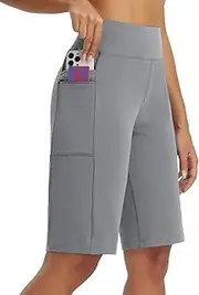 [baleaf] Women's 12 Inch Bermuda Shorts, Knee-Length Summer Trousers, Short, High Waist, Casual Shorts with Pockets, 7/8 Capri Trousers
