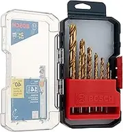 BOSCH TI14 14-Piece Assorted Set Titanium Nitride Coated Metal Drill Bits with Included Case with Three-Flat Shank for Applications in Heavy-Gauge Carbon Steels, Light Gauge Metal, Hardwood