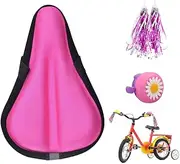 Liyamobu Kids Gel Bike Seat Cushion Cover for Boys & Girls, 9"x6" Breathable & Extra Soft Memory Foam Children Bicycle Saddle Pad with Water&Dust Resistant Cover